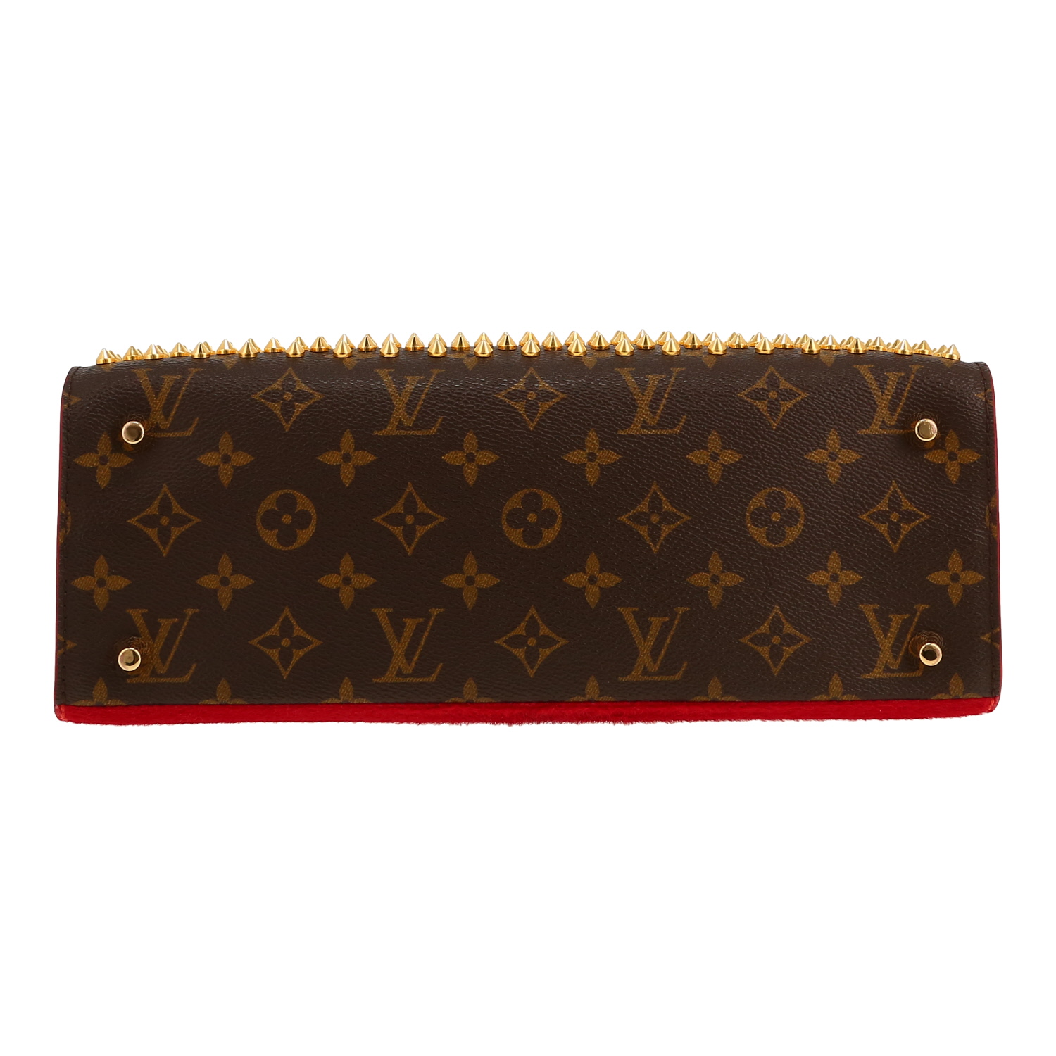 Sac à main Louis Vuitton  Editions Limitées Louboutin en toile monogram marron et poulain rouge - Detail D1