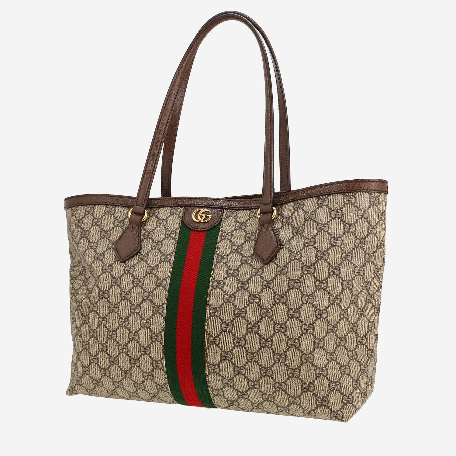Shopping bag Gucci  Ophidia (cabas) in tela "sûpreme GG" beige e pelle marrone
