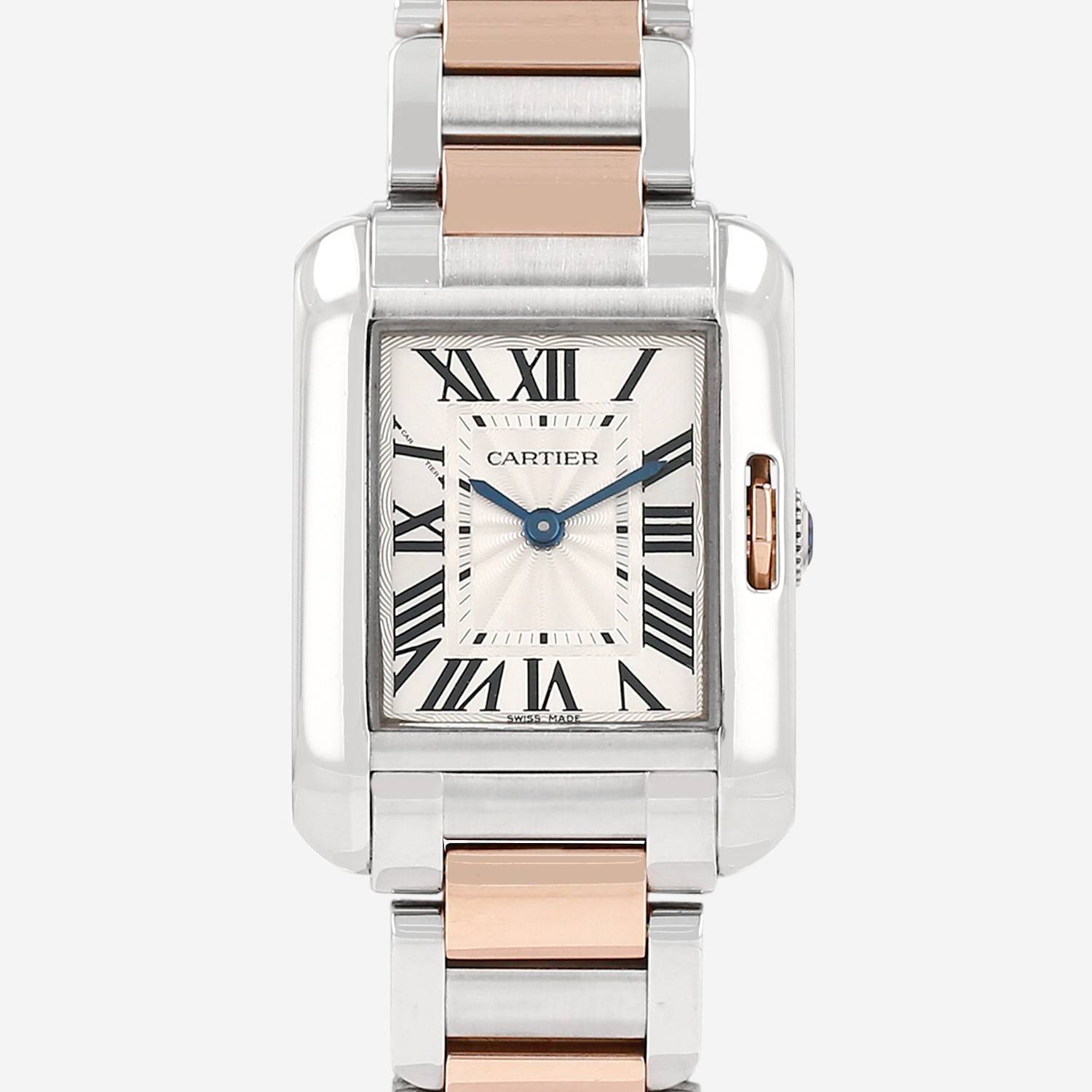 Orologio Cartier Tank Anglaise in acciaio e oro rosa Circa 2010
