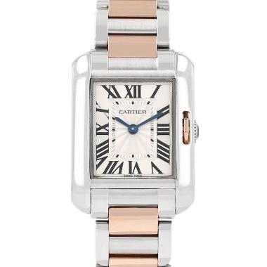 Cartier Tank Anglaise  in stainless steel and pink gold REF : 3485 Circa 2010