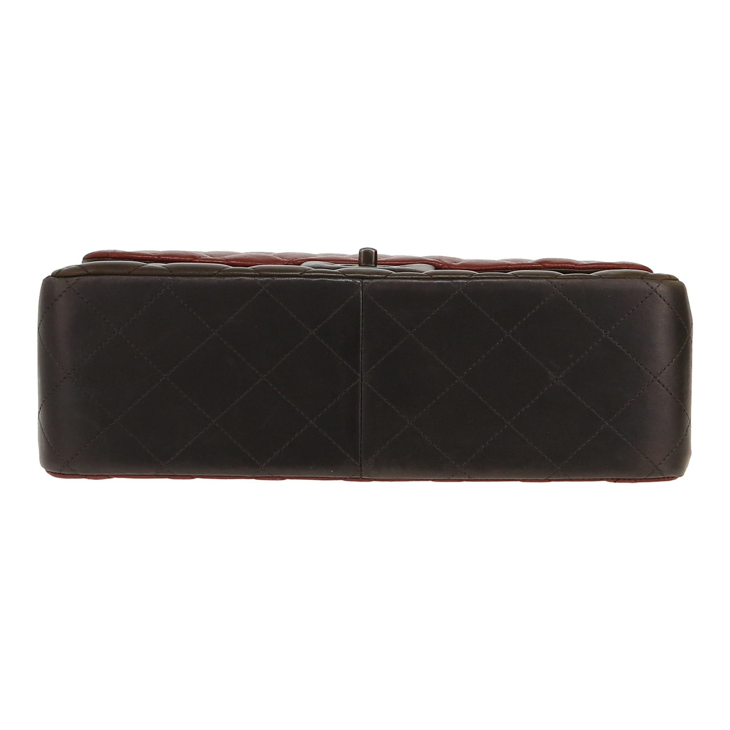 Sac bandoulière Chanel  Timeless Jumbo en cuir matelassé tricolore marron bordeaux et noir - Detail D1