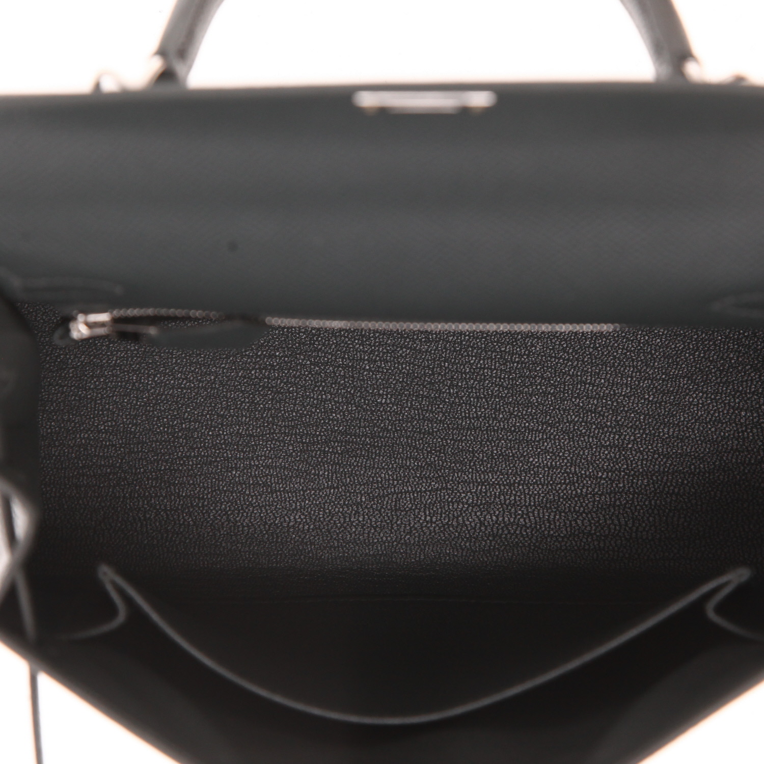 Bolso de mano Hermès  Kelly 25 cm en cuero epsom Vert Mangrove - Detail D3