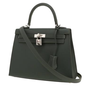Bolso de mano Hermès  Kelly 25 cm en cuero epsom Vert Mangrove