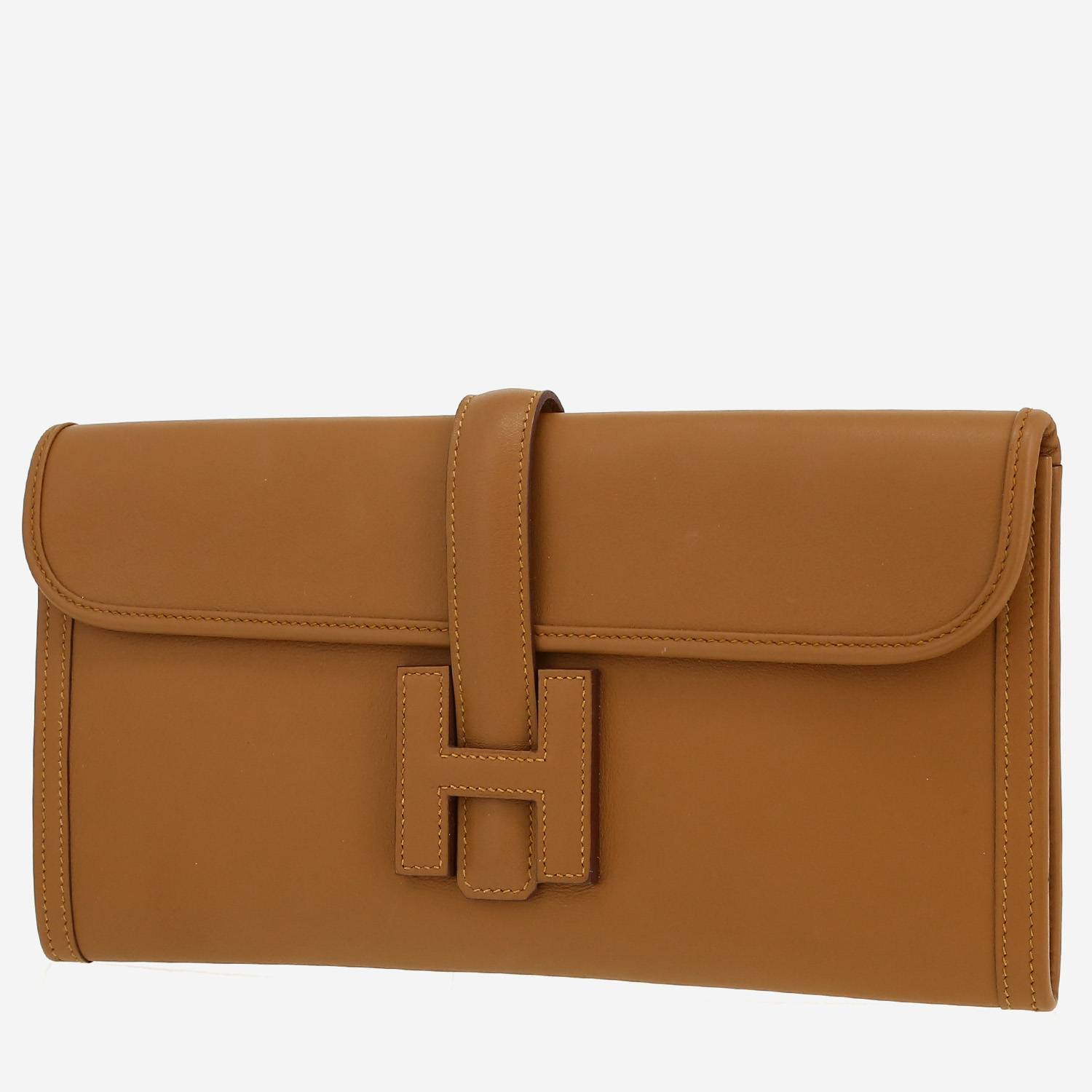 Pochette Hermès  Jige en cuir Swift marron