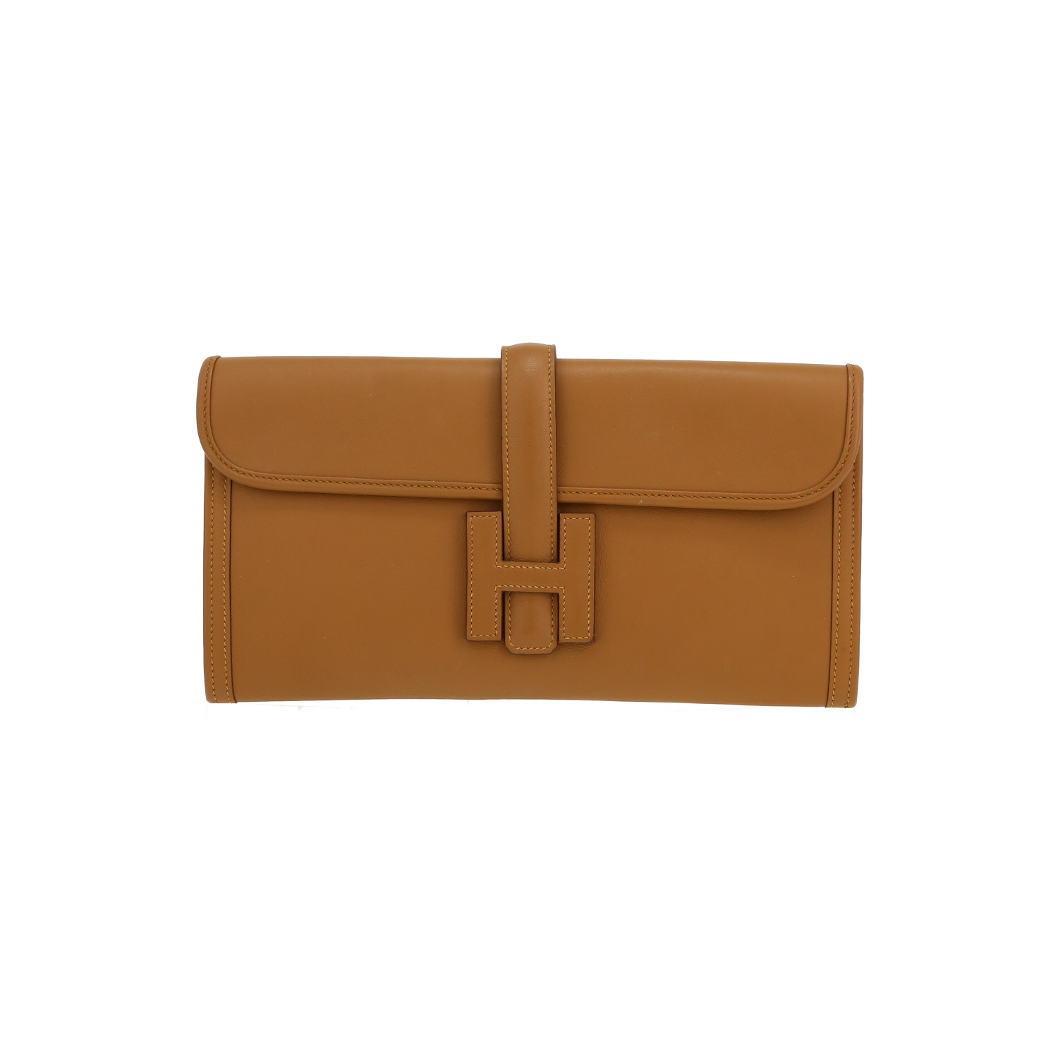 Pochette Hermès  Jige in pelle Swift marrone - Detail D4