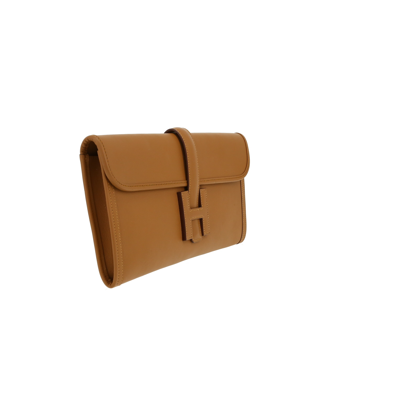 Bolsito de mano Hermès  Jige en cuero swift marrón - Detail D5