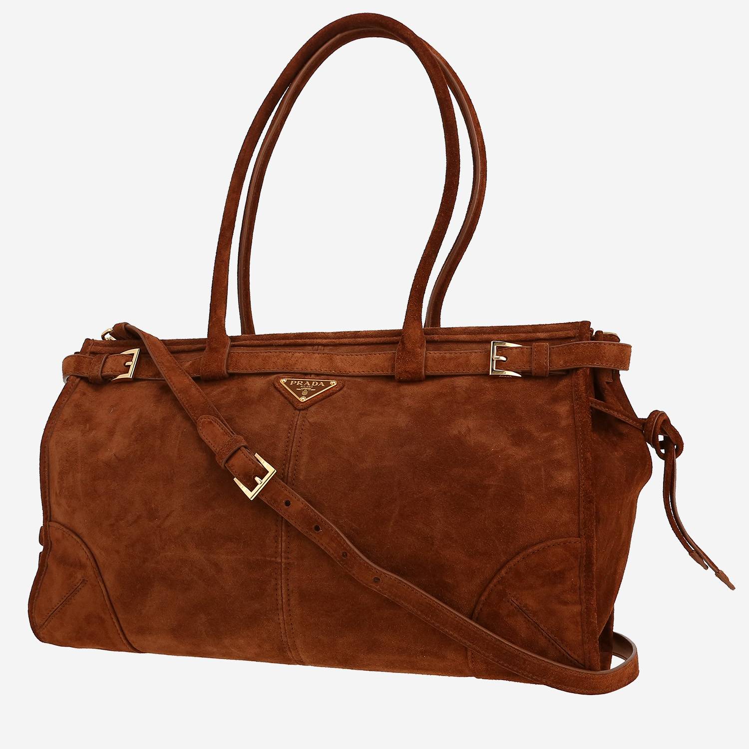 Bolso de mano Prada  Bonnie en cuero de ternero doblis marrón