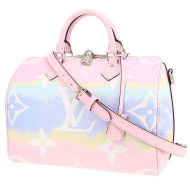 Sac bandoulière Louis Vuitton  Speedy Escale 30 en toile monogram rose et bleue et cuir rose