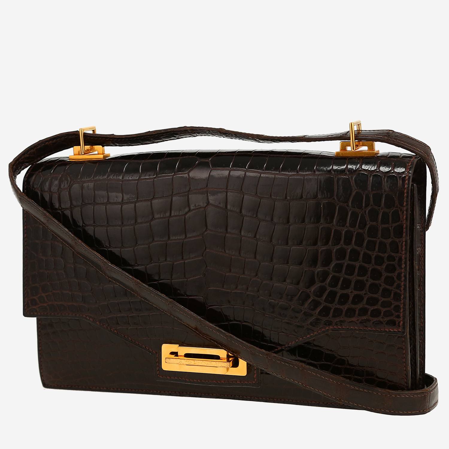 Hermès  Quito Ii handbag  in brown crocodile