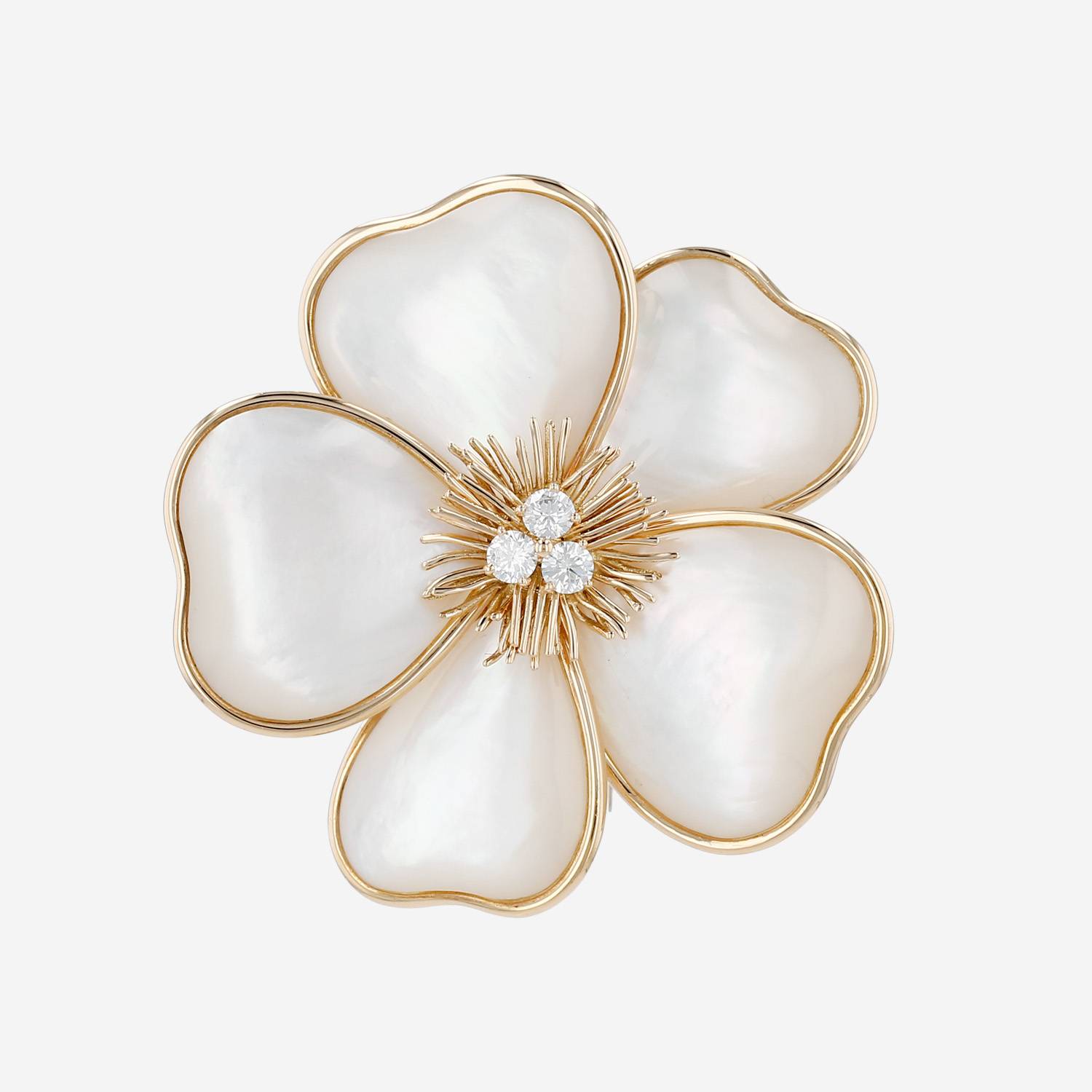 Broche-pendentif Van Cleef 
Arpels Nerval en or jaune, nacre et diamants