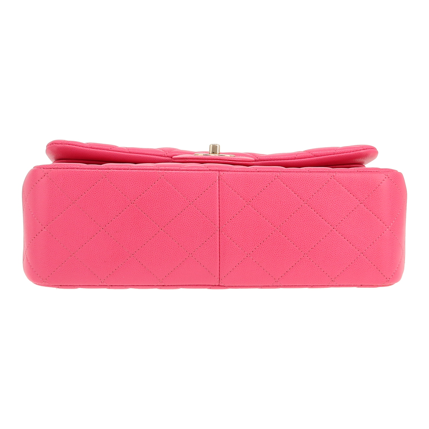 Chanel  Timeless Jumbo shoulder bag  in pink quilted grained leather - Detail D1