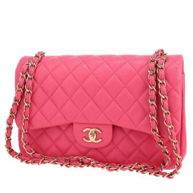 Chanel  Timeless Jumbo shoulder bag  in pink quilted grained leather