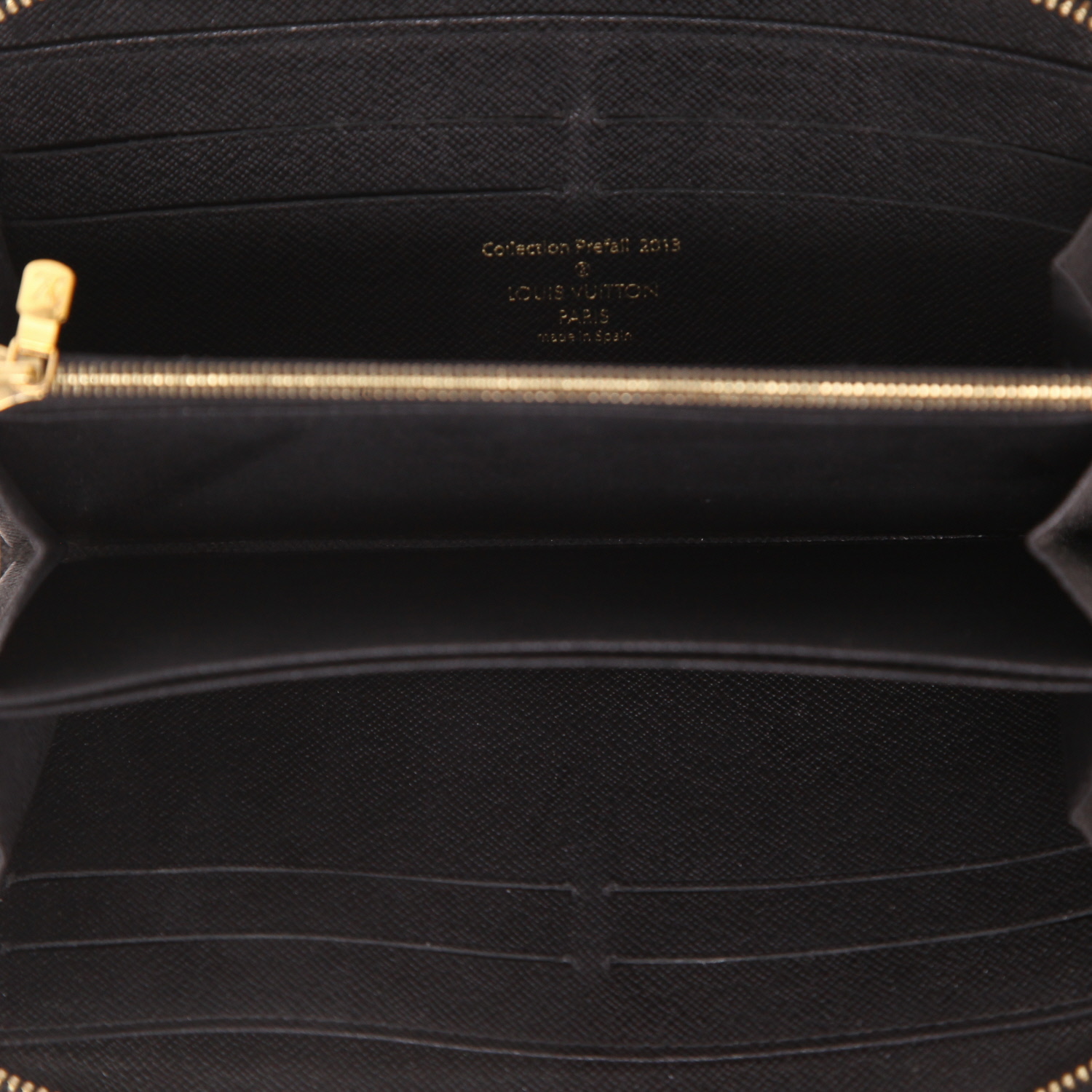 Portefeuille Louis Vuitton  Zippy en toile monogram enduite marron et sequin noir - Detail D3