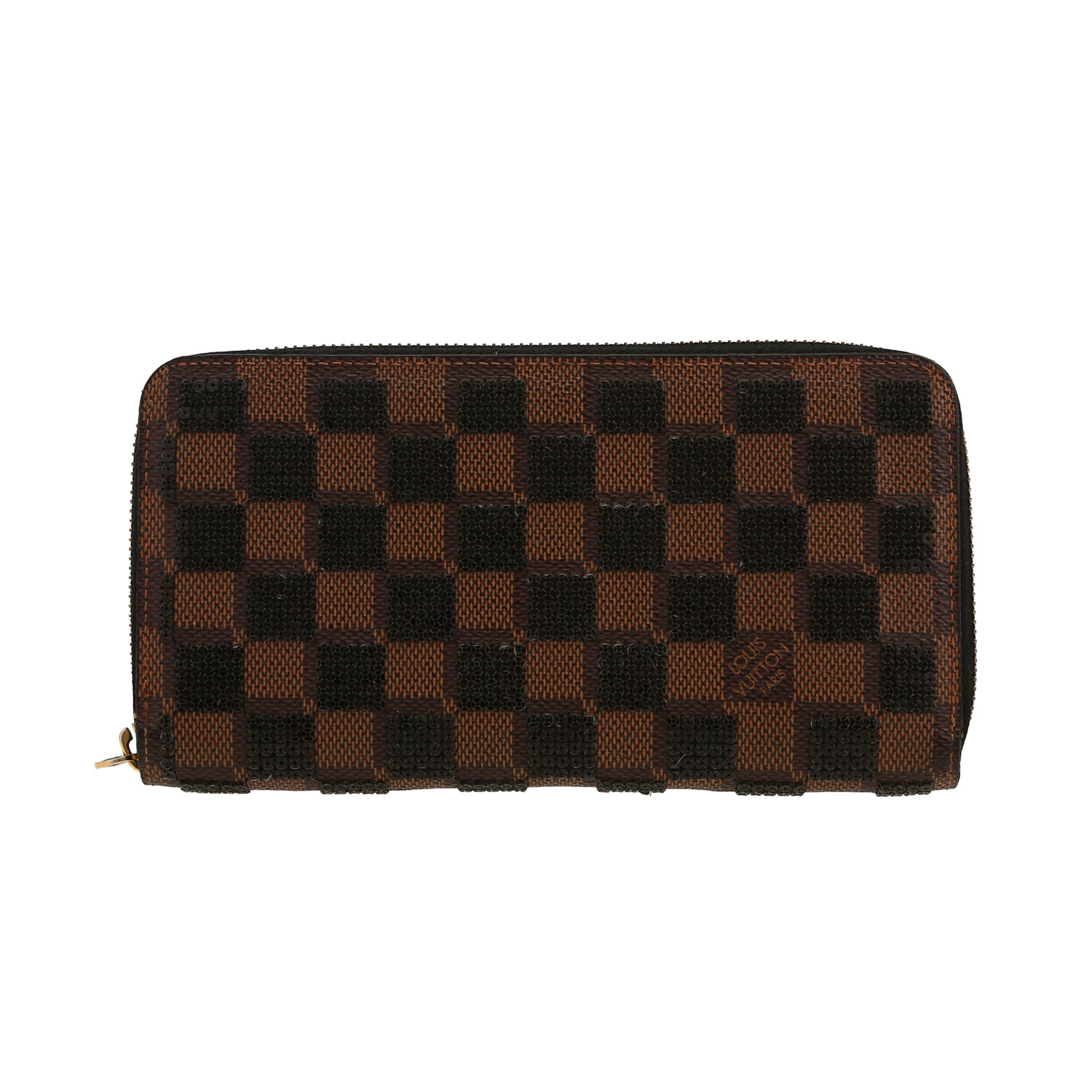Portefeuille Louis Vuitton  Zippy en toile monogram enduite marron et sequin noir - Detail D4