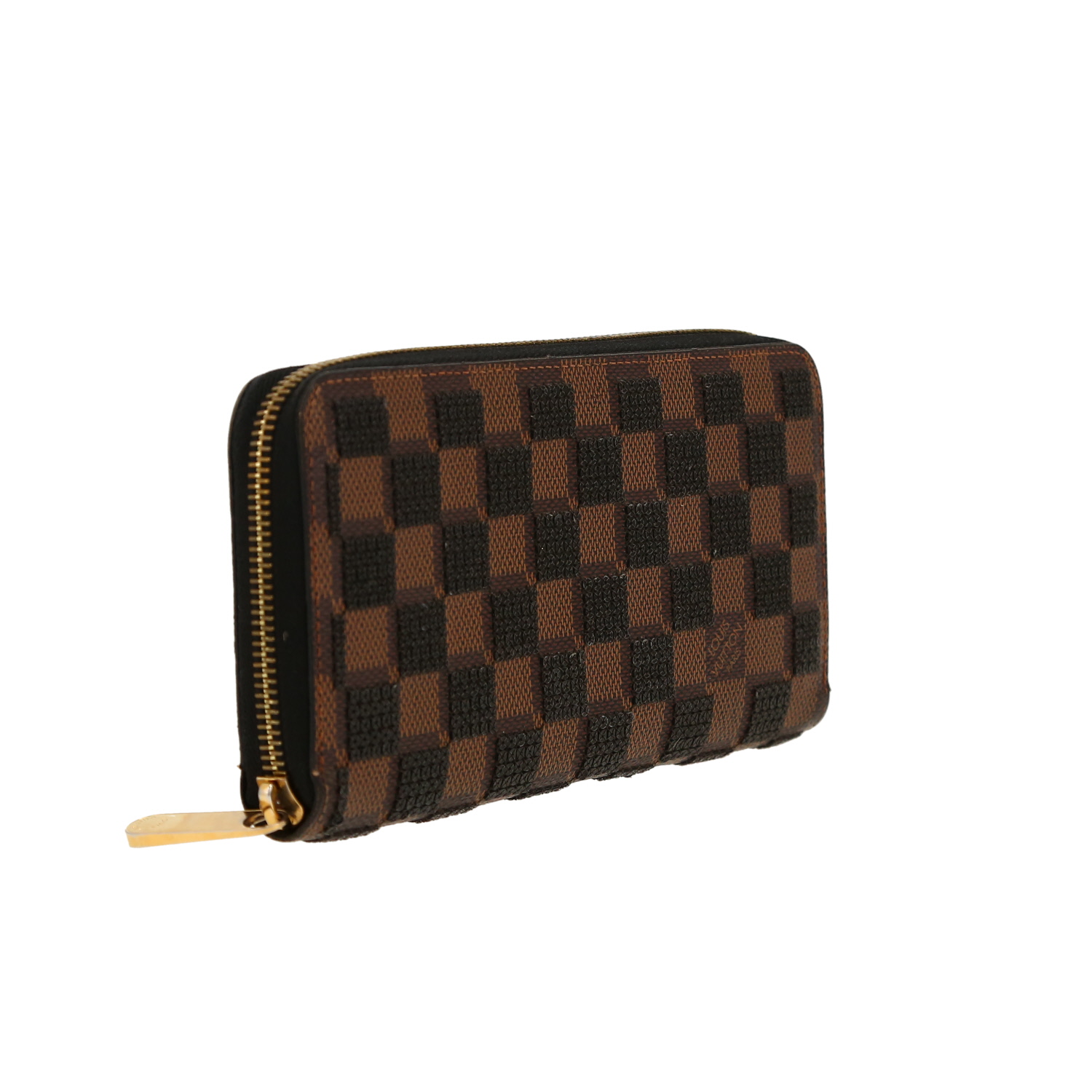 Louis Vuitton  Zippy wallet  in brown monogram canvas  and black paillette - Detail D5