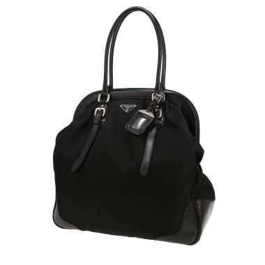Prada   handbag  in black canvas  and black leather