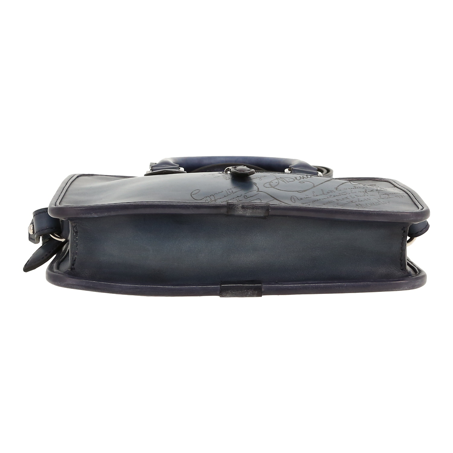 Sac bandoulière Berluti  Deux jours petit modèle  en cuir lisse bleu-marine - Detail D1