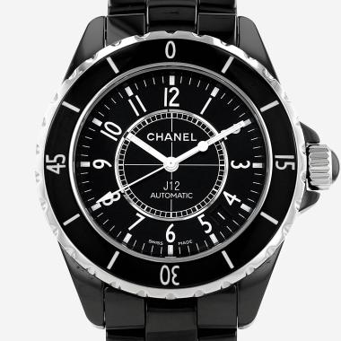 Montre Chanel J12 en céramique noire et acier Vers 2000