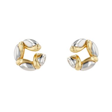 Paire de clips d'oreilles Bulgari  en or jaune et platine