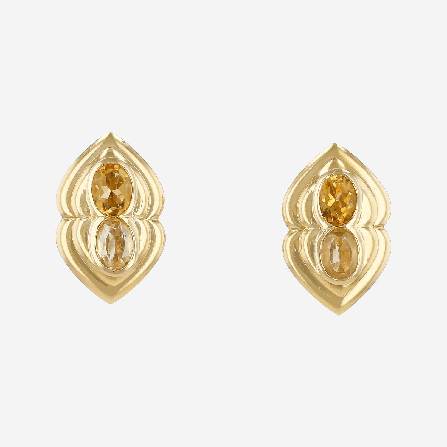 Orecchini  Vintage  in oro giallo e quarzi citrini