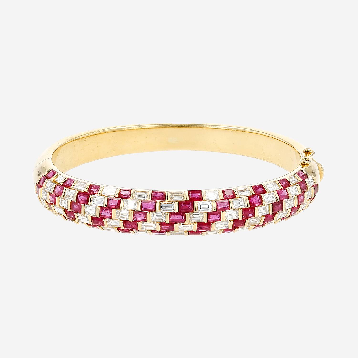 Vintage  bracelet in yellow gold, ruby and diamonds