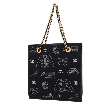 Sac à main Chanel   en toile noire et blanche