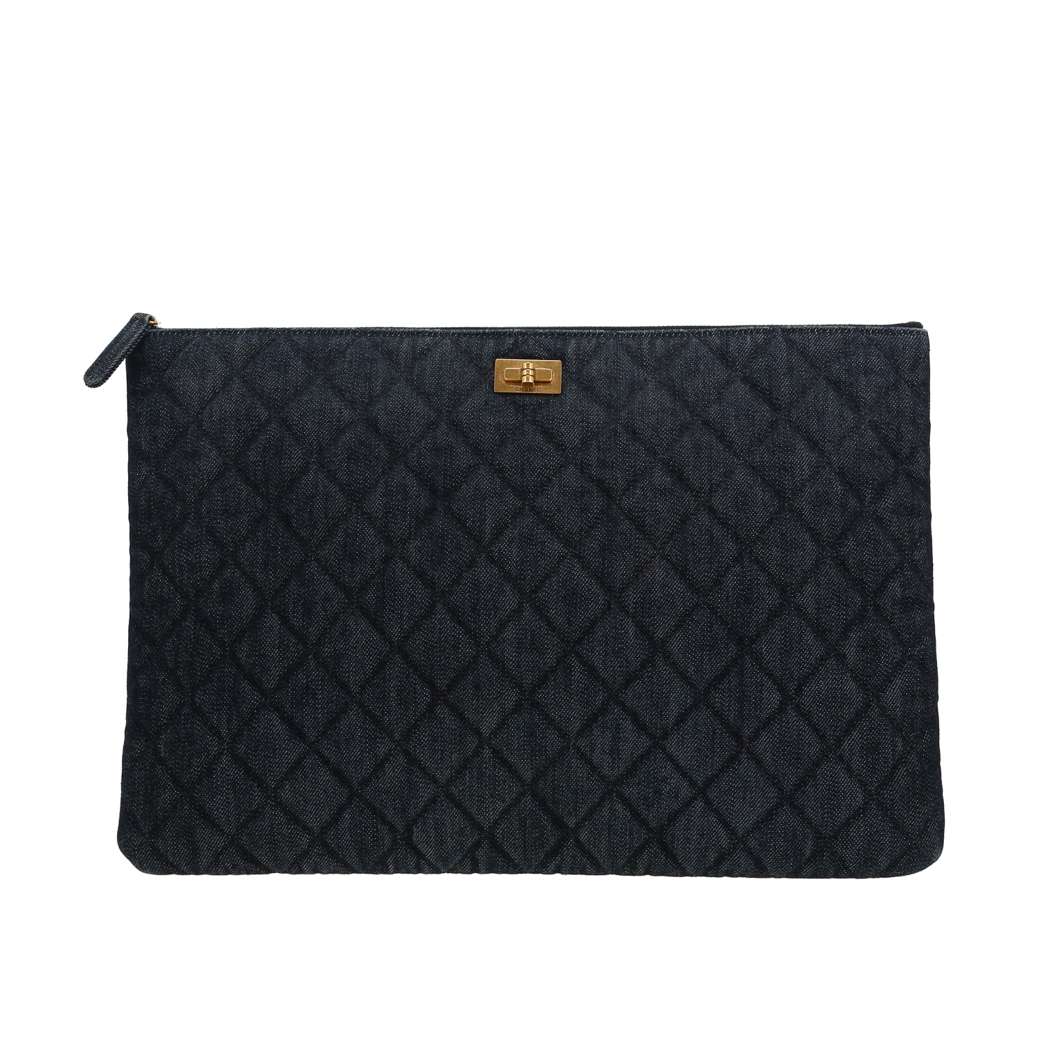 Bolsito de mano Chanel  2.55 en lona denim azul oscuro - Detail D4