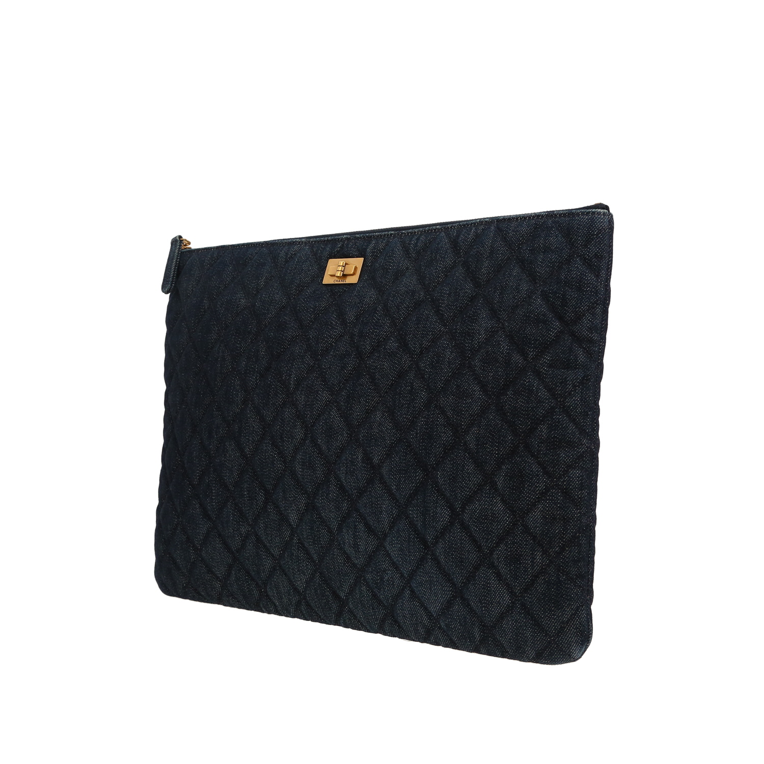 Pochette Chanel  2.55 in tela denim blu scuro - Detail D9