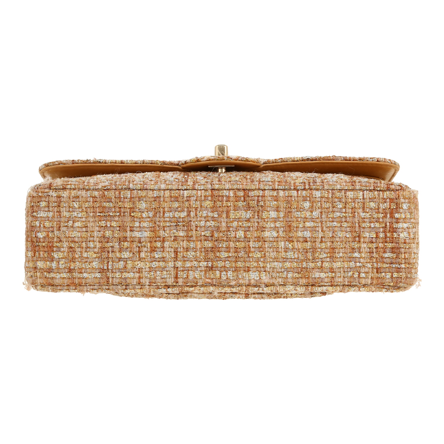 Bolso de mano Chanel  Timeless Classic en tweed dorado y cuero beige - Detail D1