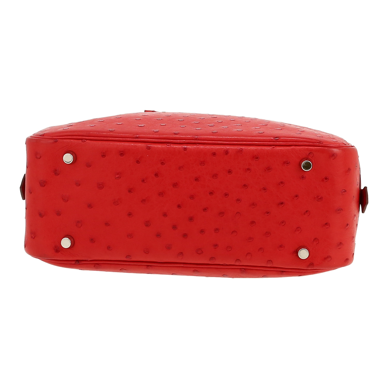 Bolso de mano Hermès  Plume en avestruz rojo Vif - Detail D1