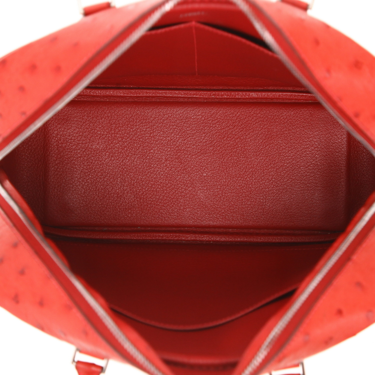 Bolso de mano Hermès  Plume en avestruz rojo Vif - Detail D3