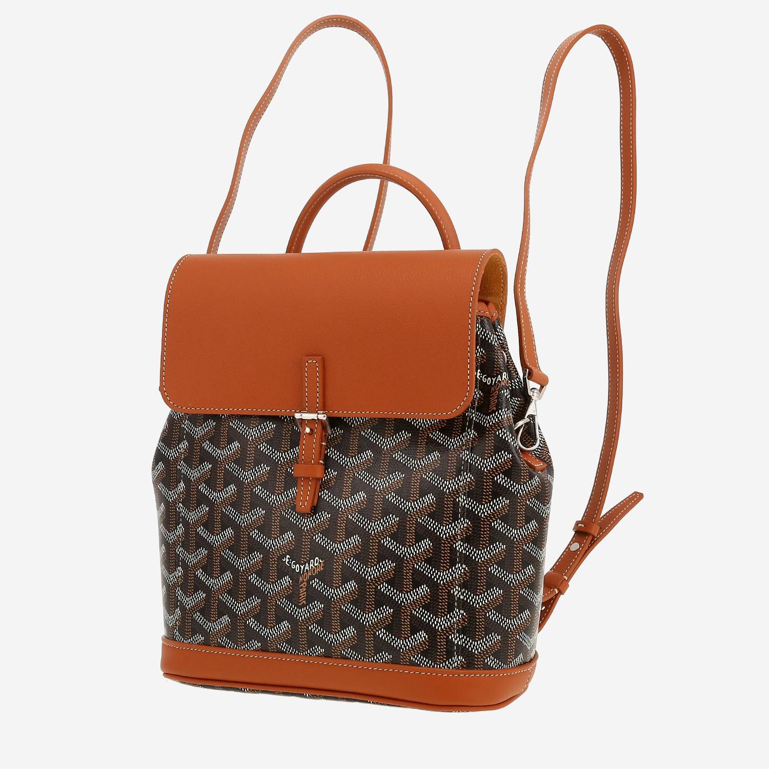 Mochila Goyard  Alpin Mini en tela Goyardine y cuero marrón