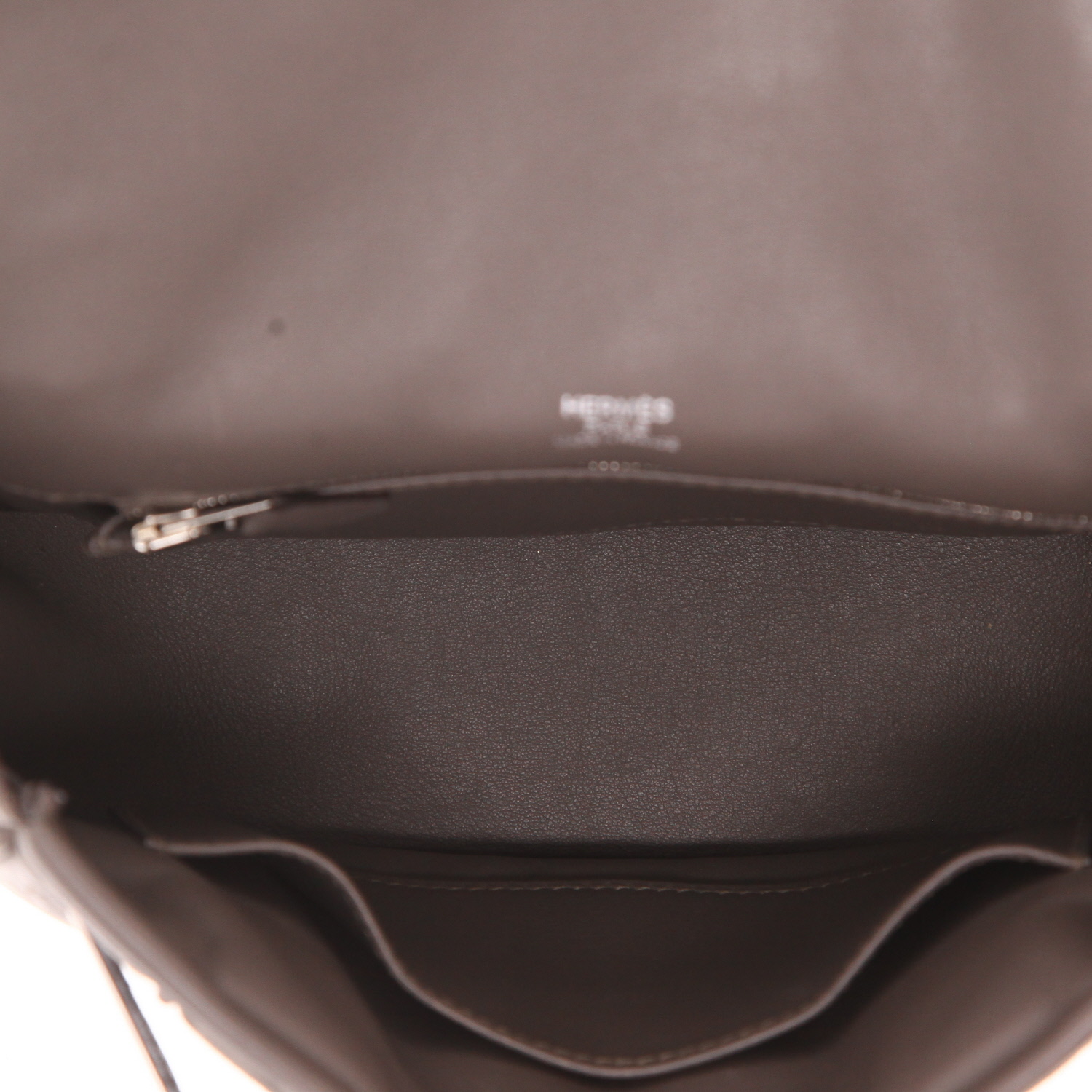 Bolso bandolera Hermès  Berline mini  en cuero swift gris y cuero de ternero doblis gris - Detail D3