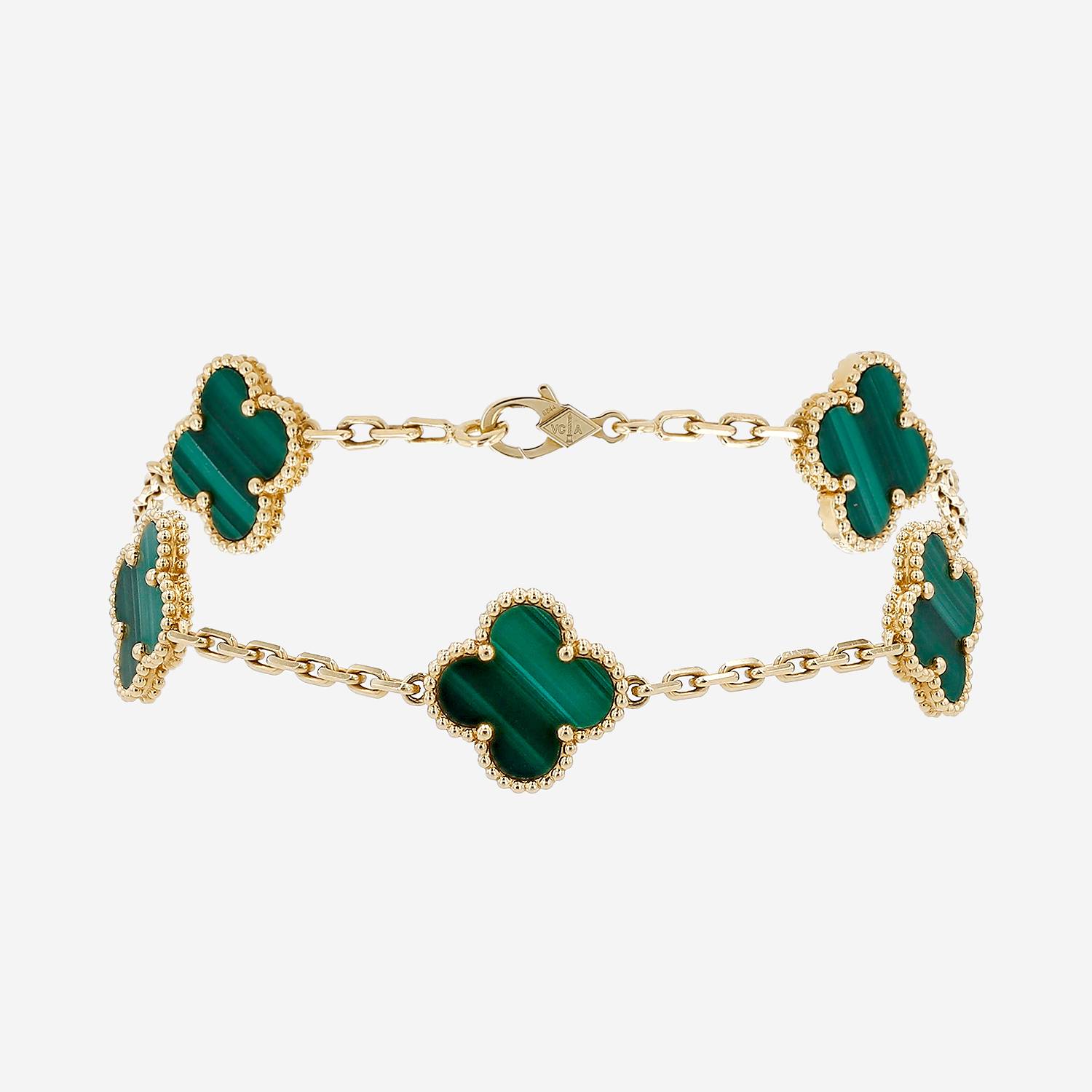 Bracelet Van Cleef & Arpels Vintage Alhambra en or jaune et malachite