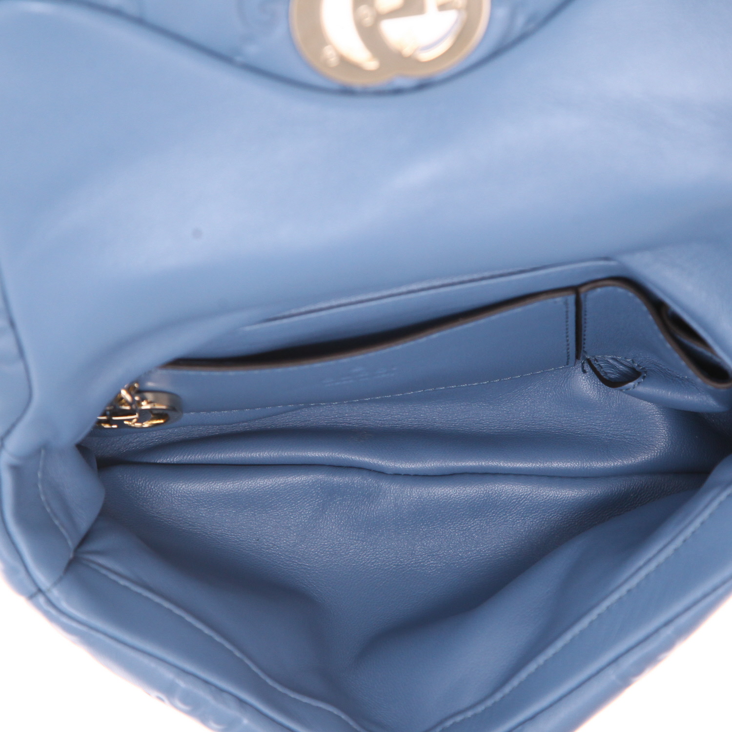 Sac bandoulière Gucci  GG Milano en cuir bleu - Detail D3