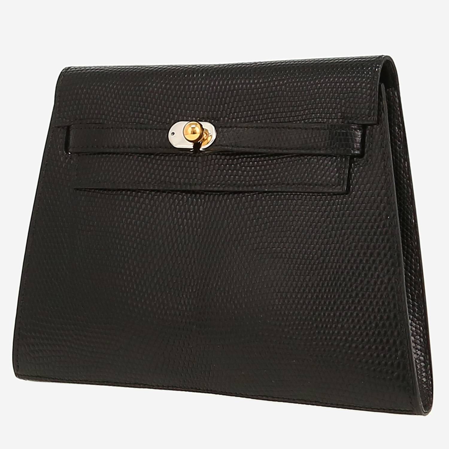 Hermès   pouch  in black lizzard