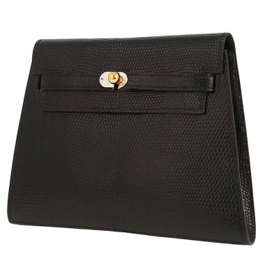Hermès   pouch  in black lizzard