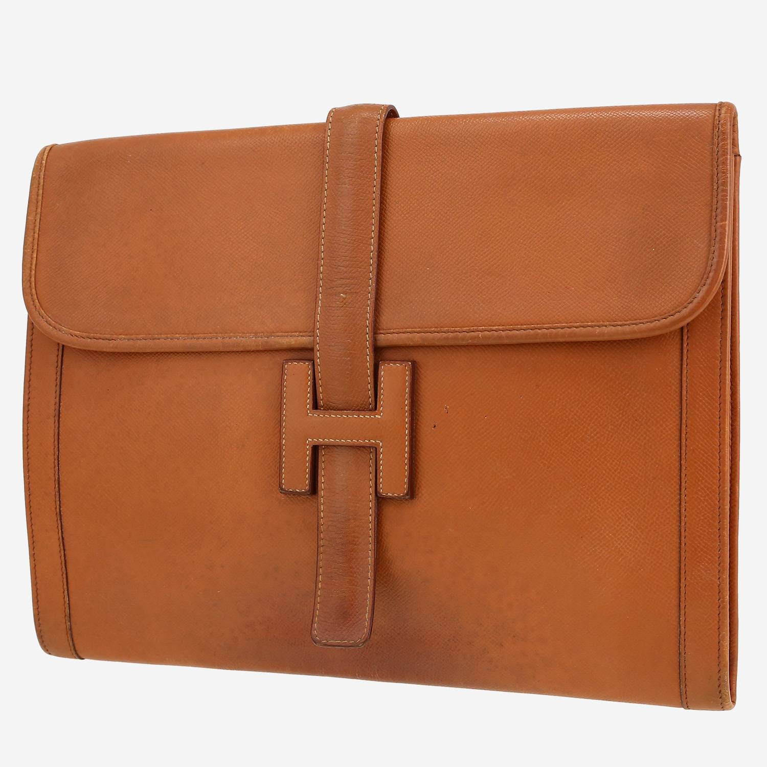 Pochette Hermès  Jige en cuir Courchevel gold