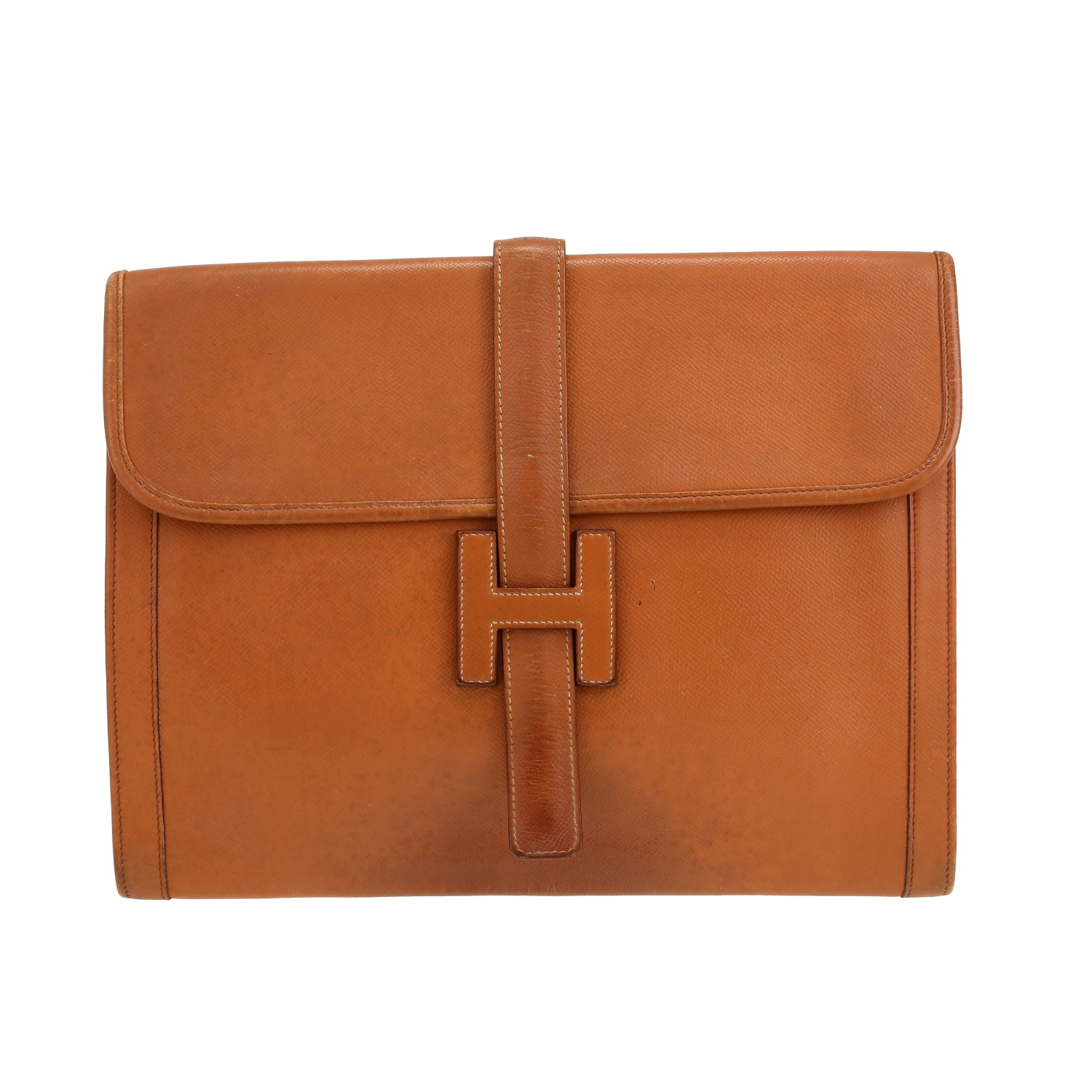 Hermès Jige pouch in gold Courchevel leather - Detail D4