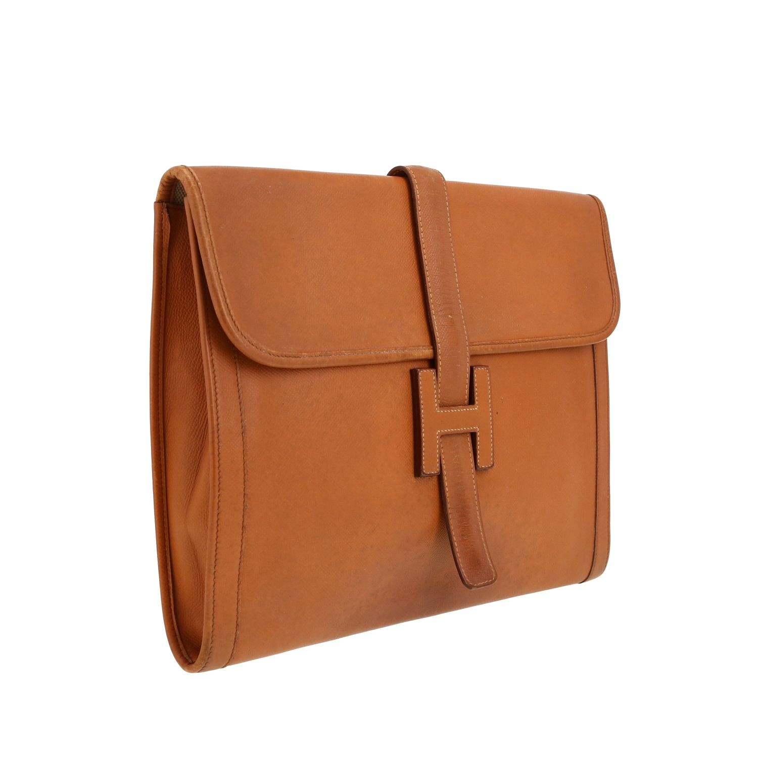 Hermès Jige pouch in gold Courchevel leather - Detail D5