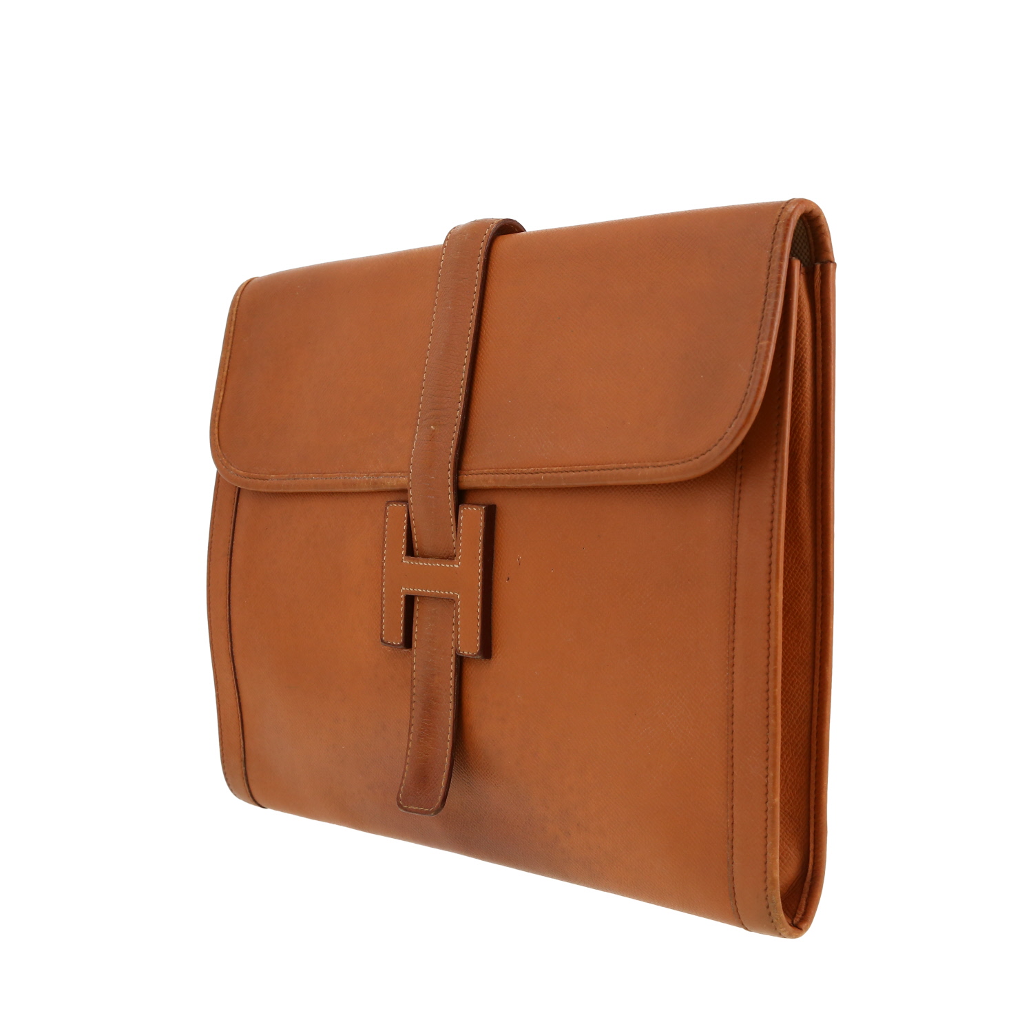 Hermès Jige pouch in gold Courchevel leather - Detail D9