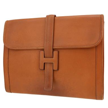 Bolsito de mano Hermès  Jige en cuero Courchevel color oro