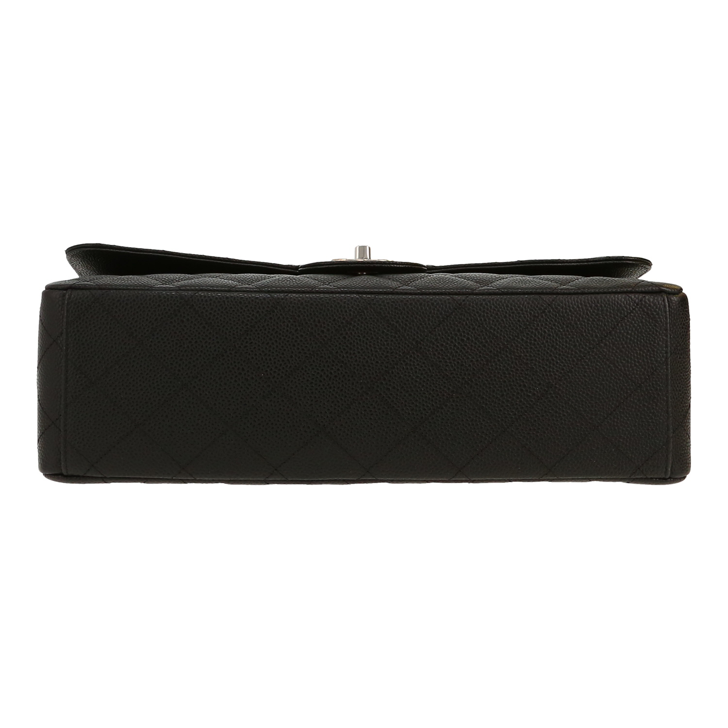 Chanel  Timeless Maxi Jumbo shoulder bag  in black quilted grained leather - Detail D1