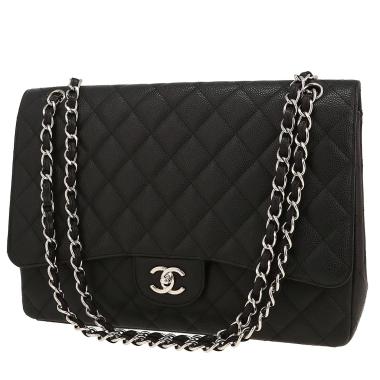 Borsa a tracolla Chanel  Timeless Maxi Jumbo in pelle martellata e trapuntata nera