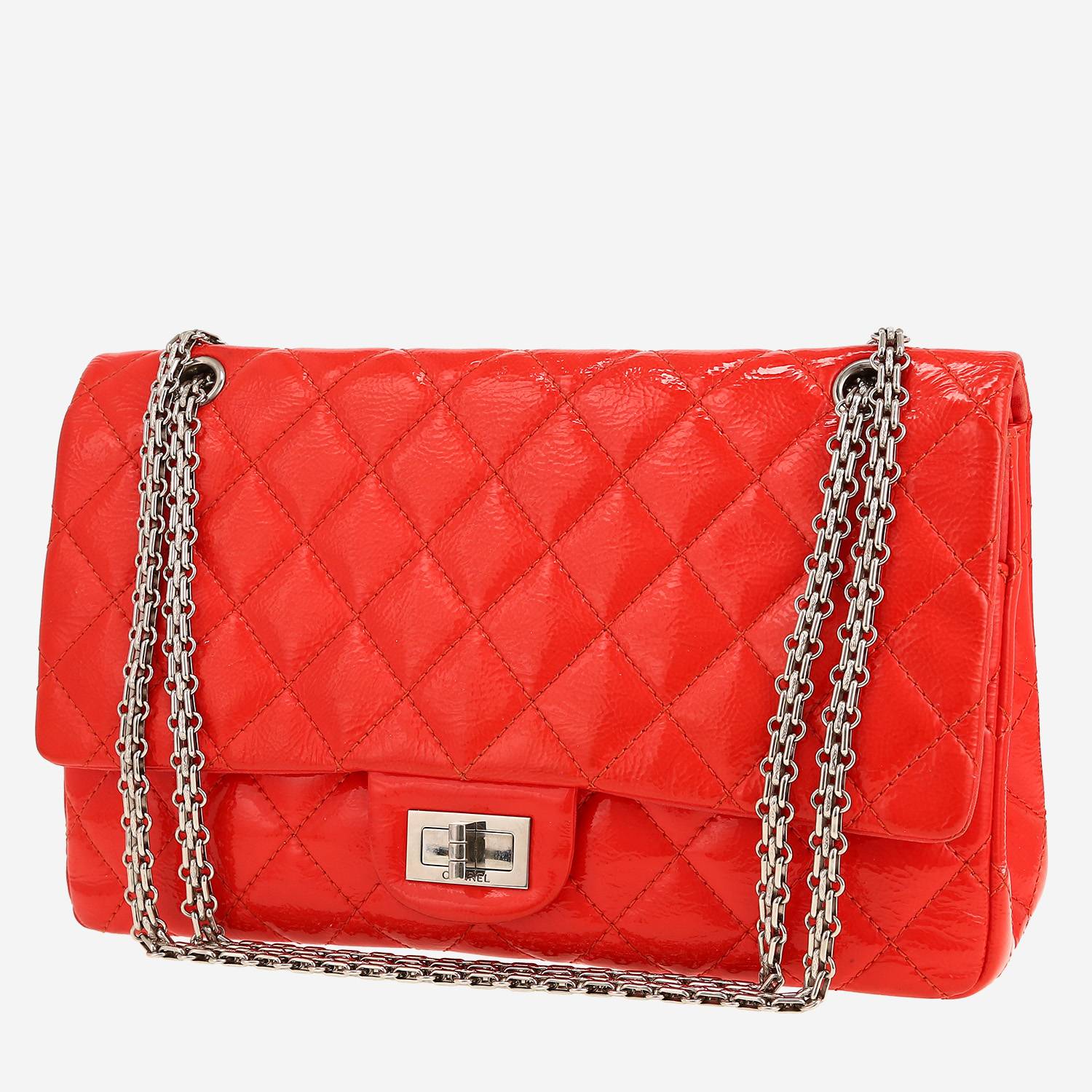 Borsa a tracolla Chanel  2.55 in pelle verniciata e foderata rossa