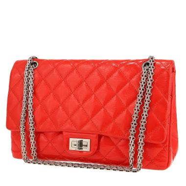 Sac bandoulière Chanel  2.55 en cuir verni matelassé rouge
