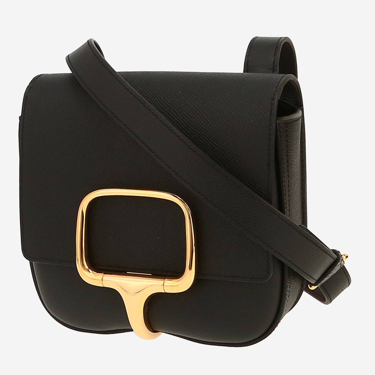 Bolso bandolera Hermès  Della Cavalleria mini  en cuero epsom negro