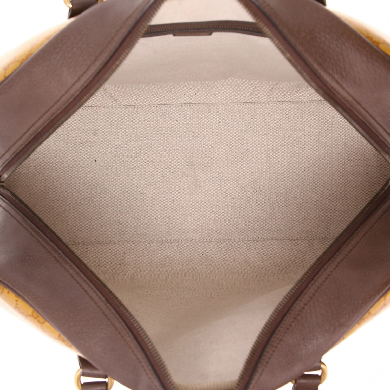 Gucci   travel bag  in orange "sûpreme GG" canvas  and brown leather - Detail D3