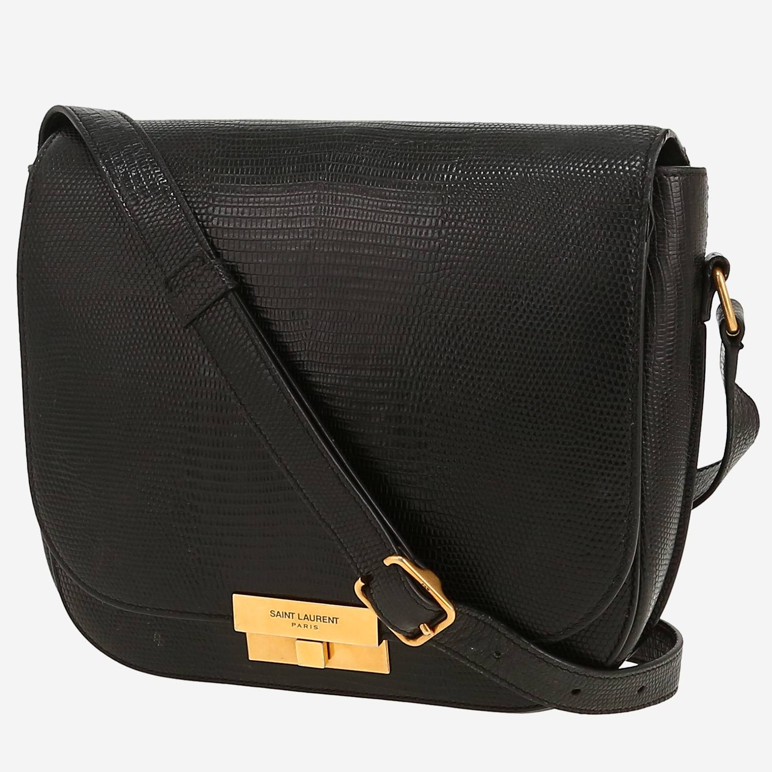 Borsa a tracolla Saint Laurent  Betty in lucertola nera e pelle nera