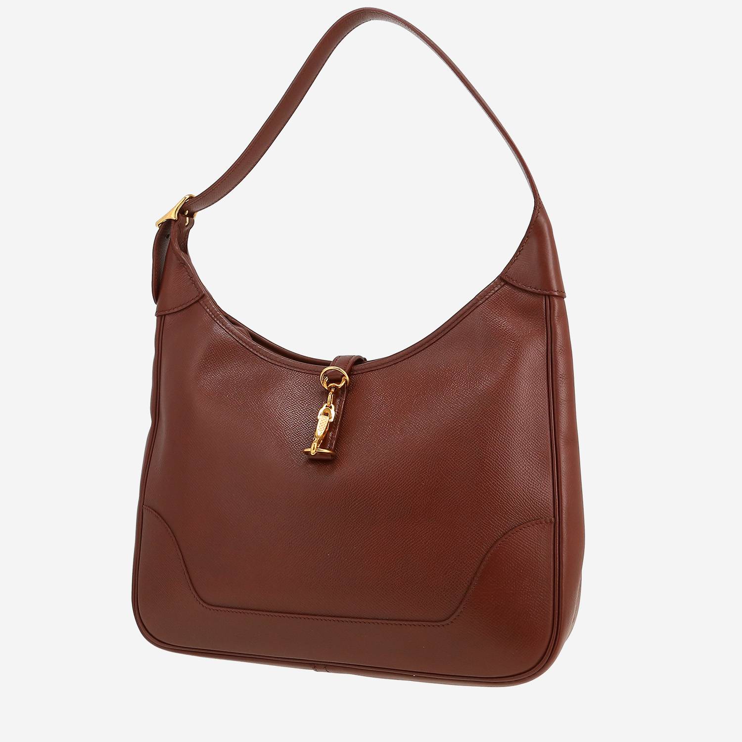 Sac porté épaule ou main Hermès  Trim en cuir Courchevel marron